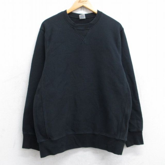 L★古着 ジェイクルー J.CREW 長袖 スウェット メンズ 無地 クルーネック 黒 ブラック 25sep22 中古 スエット トレーナー トップス