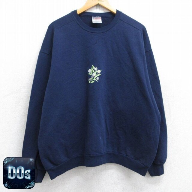 ジャージーズ 00s 長袖スウェット 花 ネイビー XL | 古着
