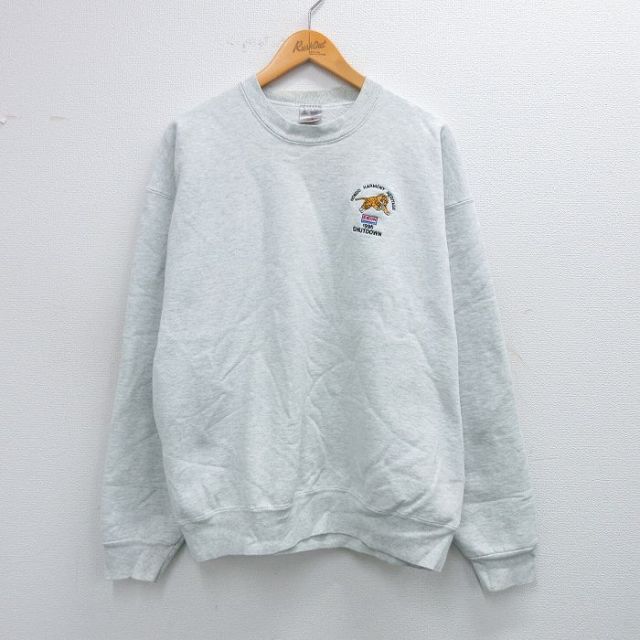 XL★古着 フルーツオブザルーム 長袖 スウェット メンズ 90年代 90s トラ クルーネック USA製 薄グレー 霜降り 25sep24 中古 スエット トレーナー トップス