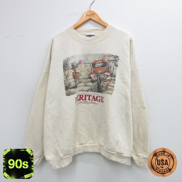 リー 90s 長袖スウェット シカ ベージュ XL | 古着