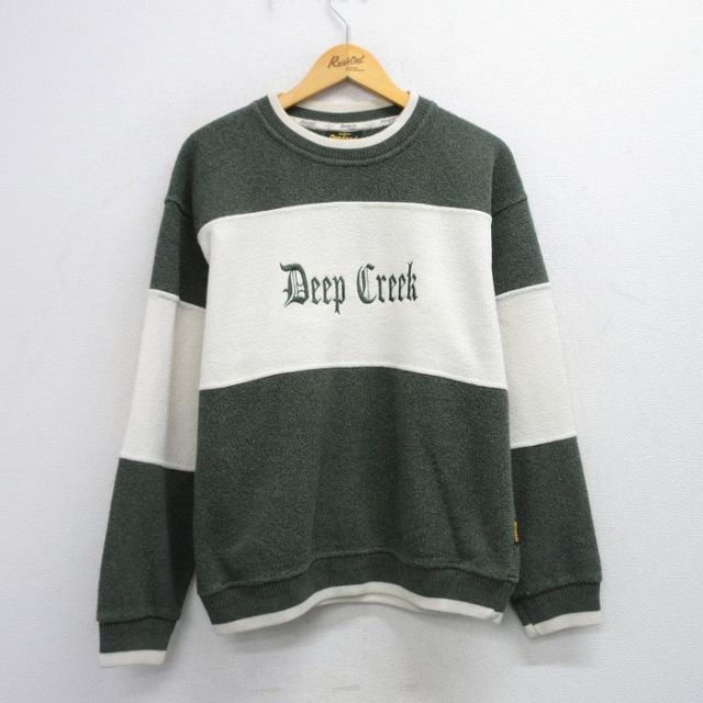 【50%OFF】DeepCreek 90s 長袖スウェット 刺繍 グリーン L | 古着