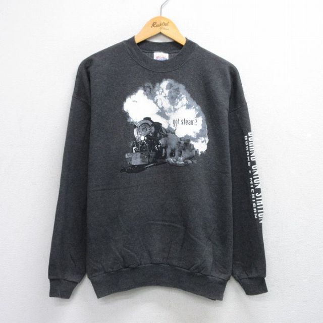 【50%OFF】ヘインズ 00s 長袖スウェット 機関車 グレー L | 古着