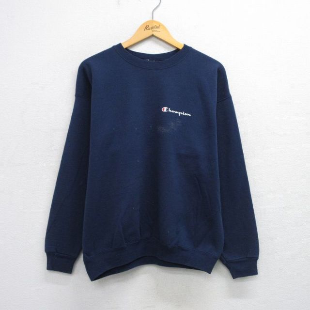 チャンピオン 90s 長袖スウェット ワンポイントロゴ ネイビー XL | 古着