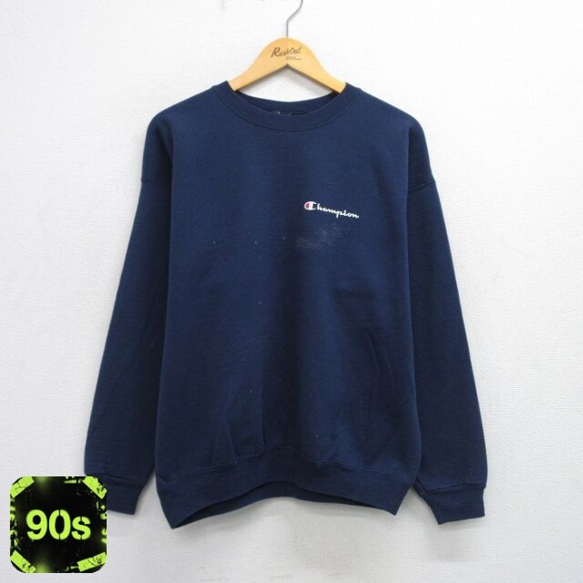 チャンピオン 90s 長袖スウェット ワンポイントロゴ ネイビー XL | 古着