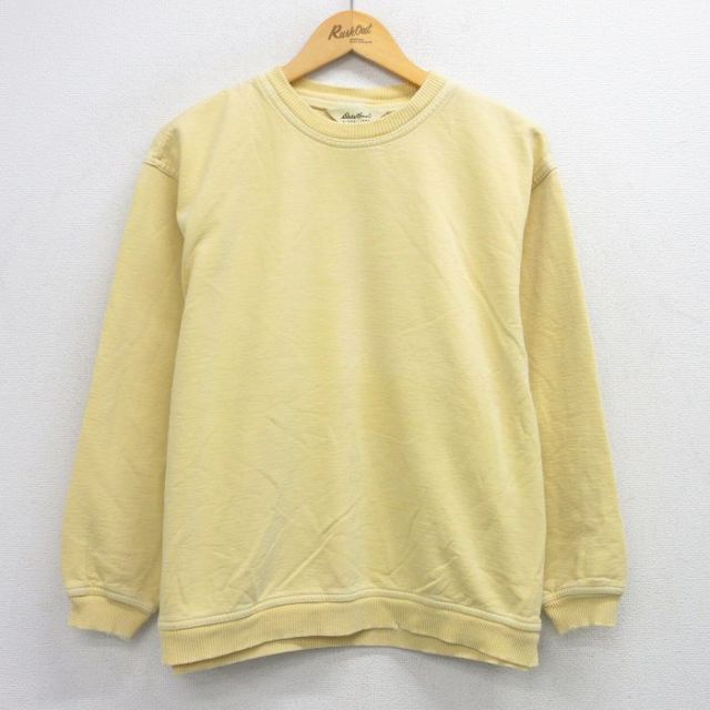 XL★古着 エディーバウアー 長袖 スウェット メンズ 00年代 00s 無地 クルーネック カナダ製 薄黄 イエロー 25sep24 中古 スエット トレーナー トップス