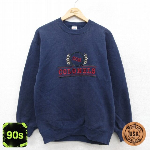 ジャージーズ 90s 長袖スウェット COLONELS刺繍 ネイビー M | 古着