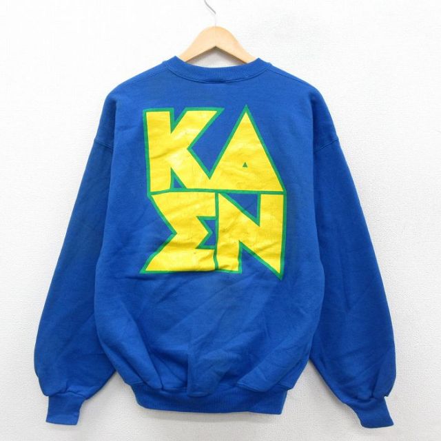 XL★古着 ヘインズ Hanes 長袖 スウェット メンズ 90年代 90s KAEN クルーネック USA製 青 ブルー 25sep24 中古 スエット トレーナー トップス