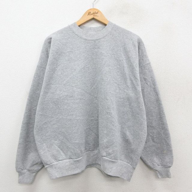 XL★古着 ヘインズ Hanes 長袖 スウェット メンズ 00年代 00s 無地 大きいサイズ クルーネック グレー 霜降り 25sep24 中古 スエット トレーナー トップス