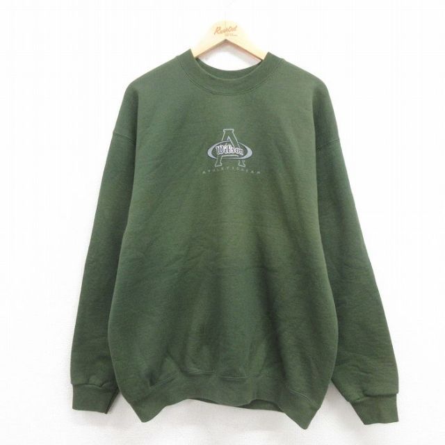 ウィルソン 90s 長袖スウェット ビッグロゴ グリーン XL | 古着