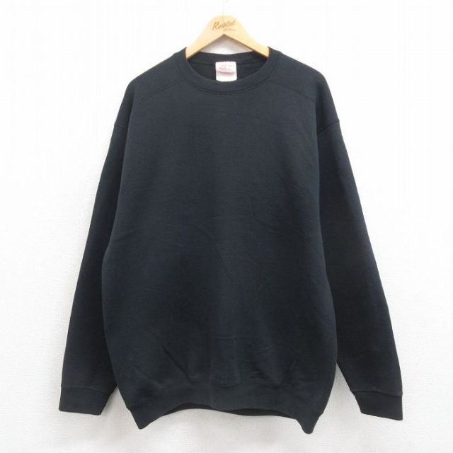 XL★古着 BVD 長袖 スウェット メンズ 00年代 00s 無地 クルーネック 黒 ブラック 25sep24 中古 スエット トレーナー トップス