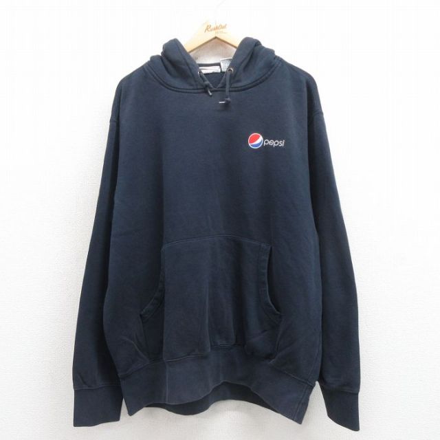 XL★古着 Wear Guard 長袖 スウェット パーカー メンズ ペプシ 大きいサイズ 紺 ネイビー 25sep24 中古 スエット トレーナー トップス