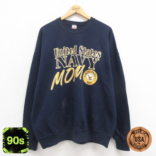 ミリタリー 90s 長袖スウェット ネイビー XL | 古着