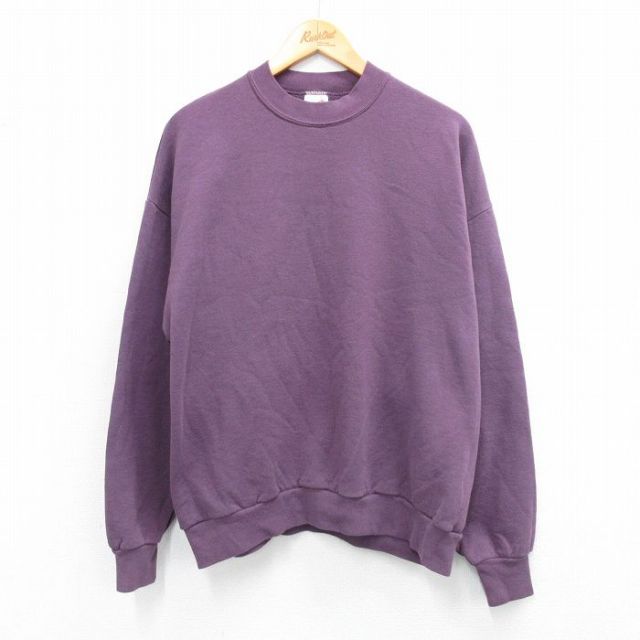 XL★古着 ジャージーズ 長袖 スウェット メンズ 90年代 90s 無地 クルーネック USA製 紫系 パープル 【spe】 25sep24 中古 スエット トレーナー トップス