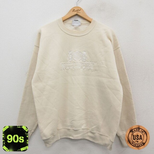リー 90s 長袖スウェット NORTHPORT刺繍 ベージュ L | 古着