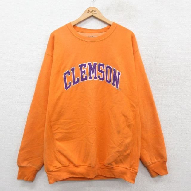 STEEVE&BARRYS 長袖スウェット CLEMSON オレンジ XL | 古着