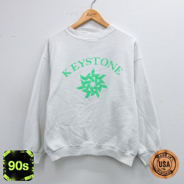 90s 長袖スウェット KEYSTONE ホワイト L | 古着
