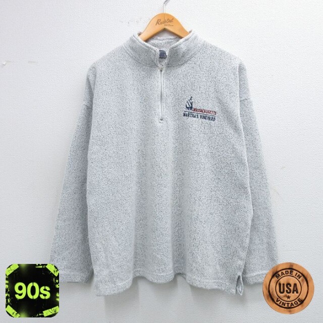 90s ハーフジップスウェット マサチューセッツ グレー XL | 古着