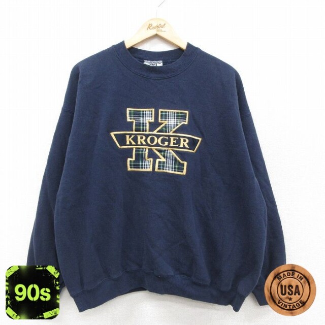 リー 90s 長袖スウェット KROGER刺繍 ネイビー XL | 古着