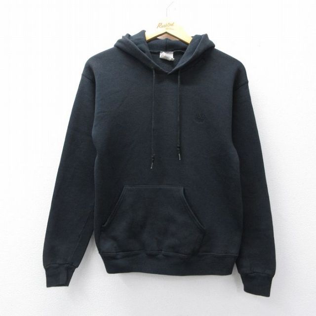 S★古着 長袖 スウェット パーカー メンズ 90年代 90s オリンピック USA製 黒 ブラック 25sep26 中古 スエット トレーナー トップス