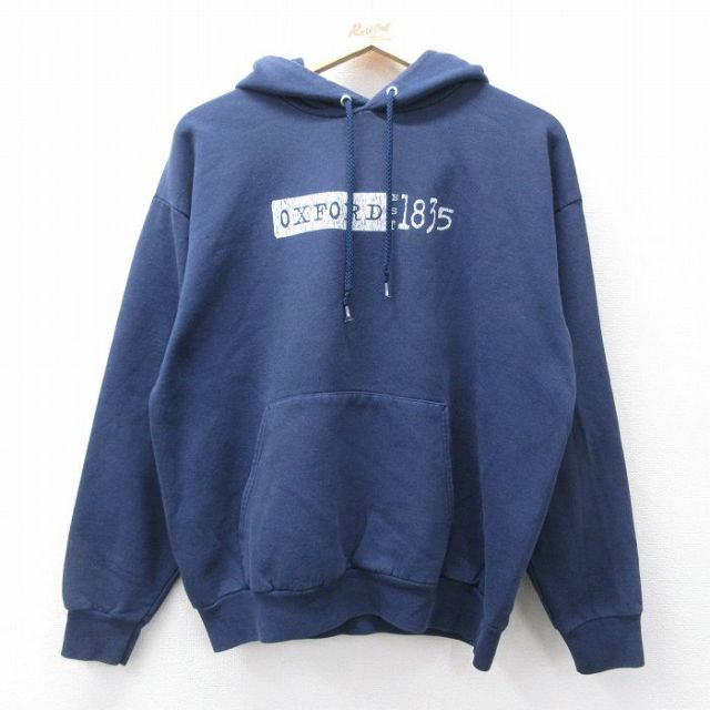 L★古着 ヘインズ Hanes 長袖 スウェット パーカー メンズ 00年代 00s OXFORD 紺 ネイビー 25sep26 中古 スエット トレーナー トップス