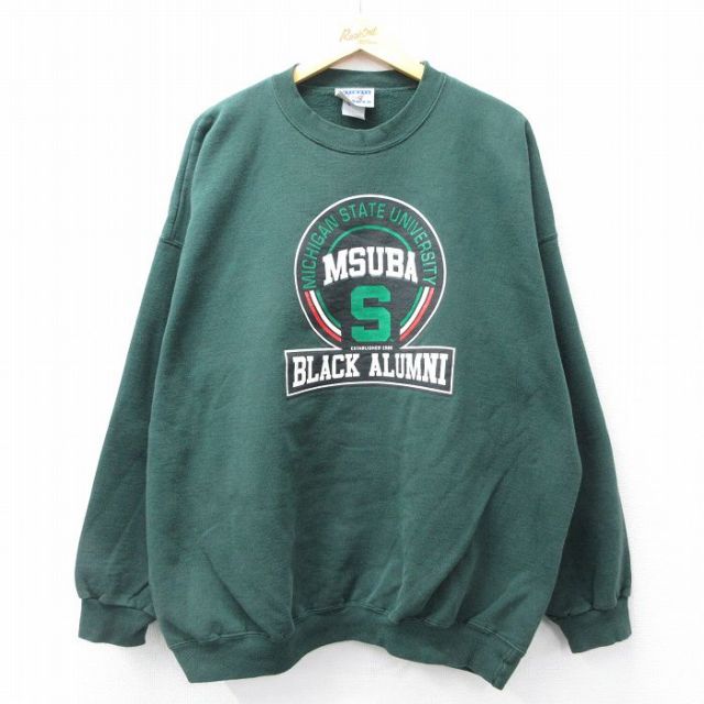 ヘインズ 00s 長袖スウェット MSUBA グリーン XL | 古着