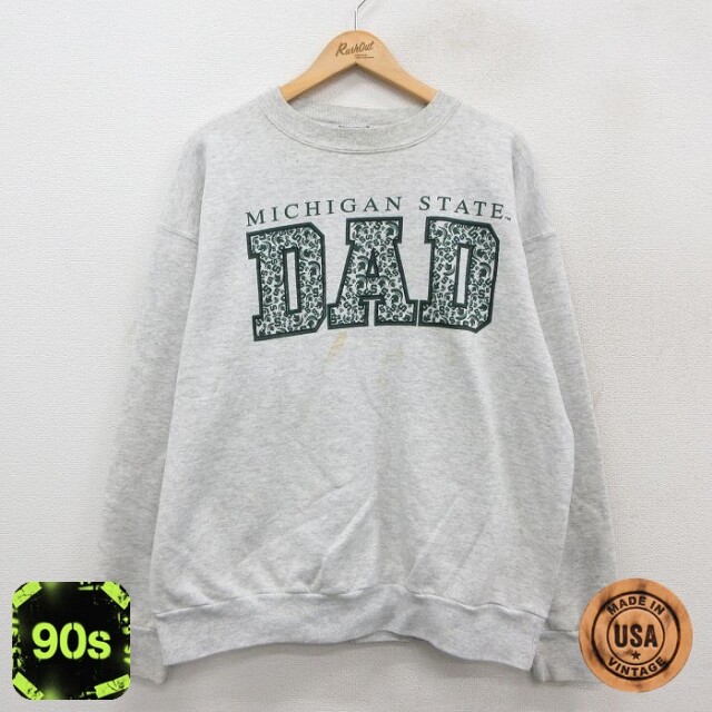 ジャンスポーツ 90s 長袖スウェット ミシガンDAD グレー XL | 古着