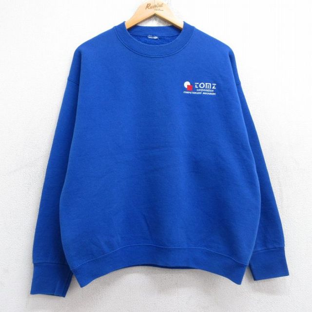 L★古着 長袖 スウェット メンズ COMZ クルーネック 青 ブルー 25sep26 中古 スエット トレーナー トップス