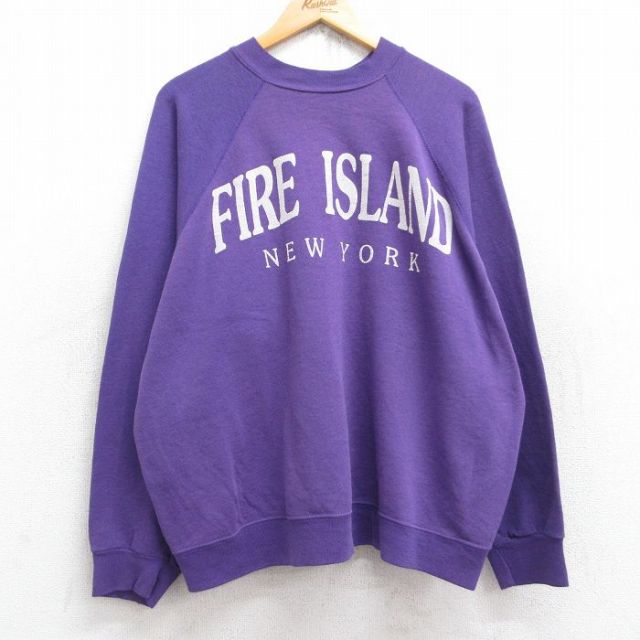 TULTEX 90s ラグランスウェット ファイアーアイランド パープル XL | 古着