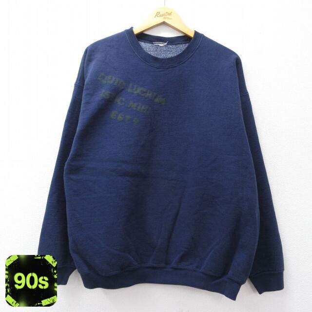 90s 長袖スウェット ネイビー XL | 古着