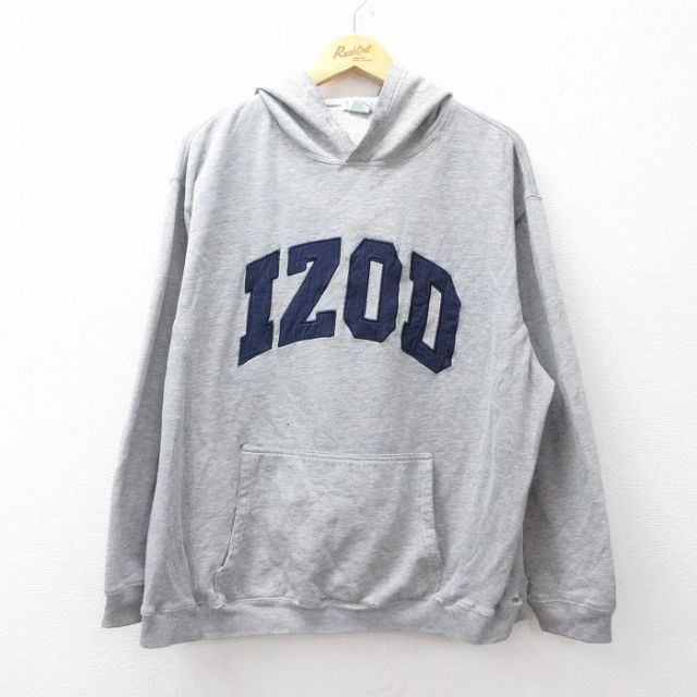 IZOD 90s 長袖パーカー ビッグロゴ グレー XL | 古着
