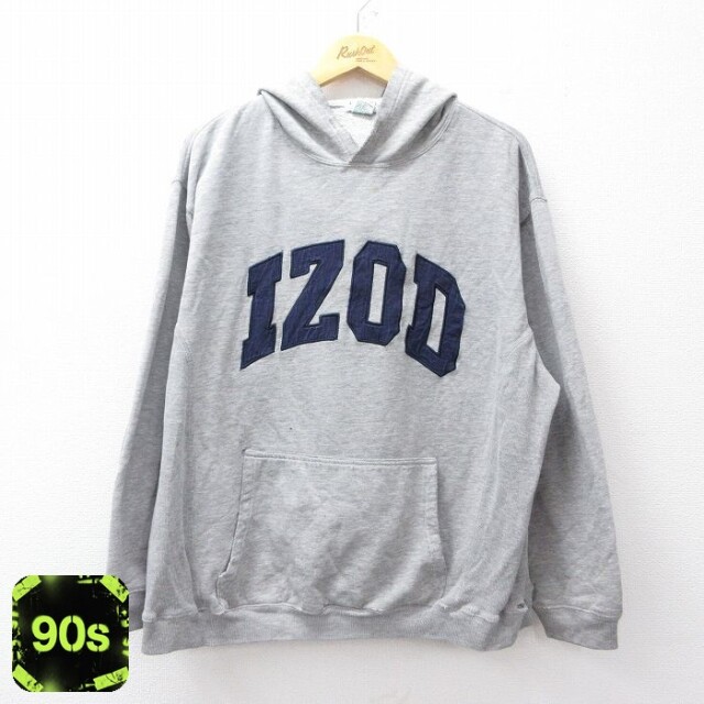 IZOD 90s 長袖パーカー ビッグロゴ グレー XL | 古着