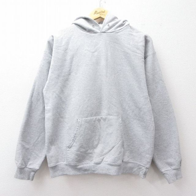 L★古着 ヘインズ Hanes 長袖 スウェット パーカー メンズ 00年代 00s 無地 グレー 霜降り 25sep27 中古 スエット トレーナー トップス