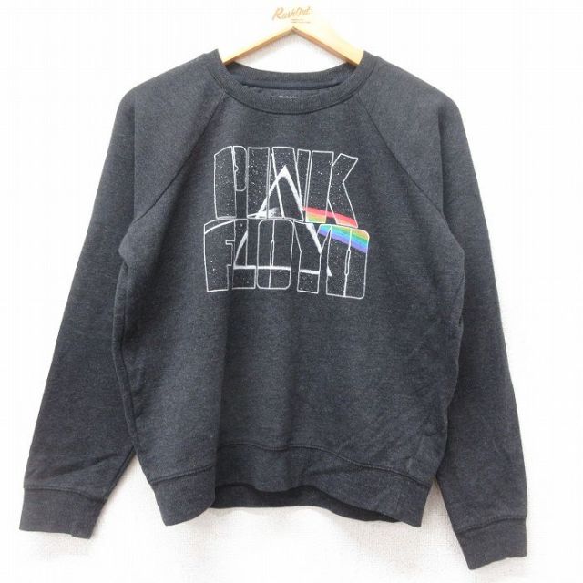 M★古着 長袖 ロック バンド スウェット メンズ ピンクフロイド ラグラン クルーネック 黒 ブラック 25sep27 中古 スエット トレーナー トップス