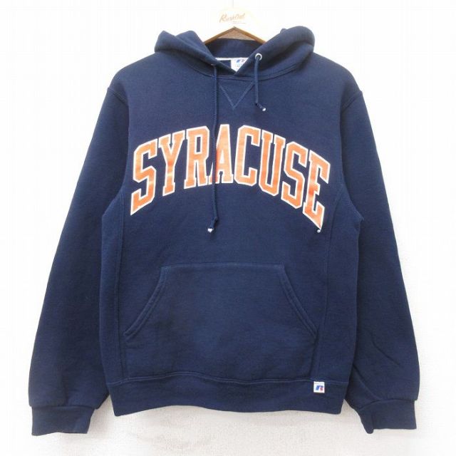 S★古着 ラッセル 長袖 スウェット パーカー メンズ 00年代 00s シラキュース 紺 ネイビー 25sep27 中古 スエット トレーナー トップス