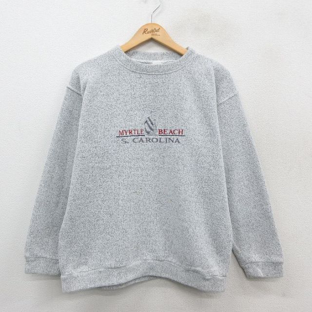 【50%OFF】80s 長袖パーカー 刺繍 グレー L | 古着