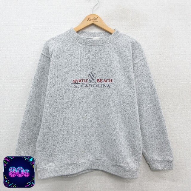 80s 長袖パーカー 刺繍 グレー L | 古着