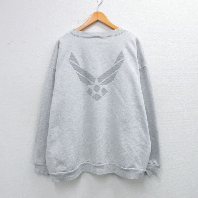 XL★古着 長袖 スウェット メンズ 90年代 90s ミリタリー USエアフォース リフレクター 大きいサイズ クルーネック USA製 薄グレー 霜降り【spe】 26jan19