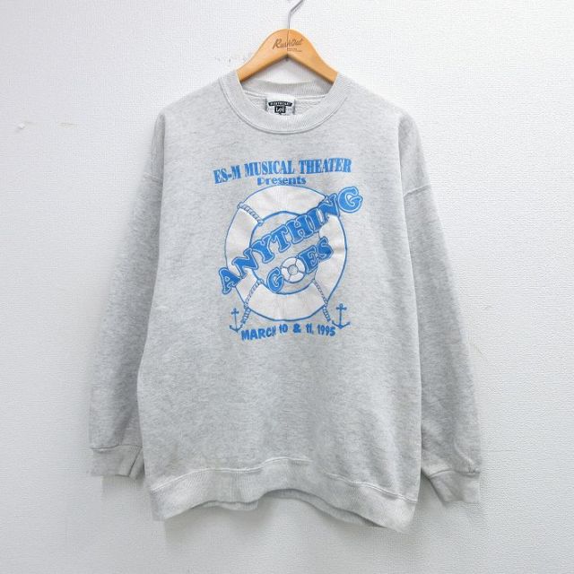 XL★古着 リー Lee 長袖 スウェット メンズ 90年代 90s ANYTHING GOES クルーネック USA製 グレー 霜降り 26jan19