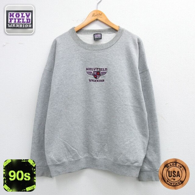 【50%OFF】90s 長袖スウェット HOLYFIELDプリント グレー XL | 古着