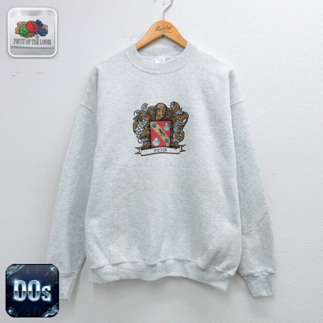 【50%OFF】フルーツオブザルーム 00s 長袖スウェット PETER グレー XL | 古着