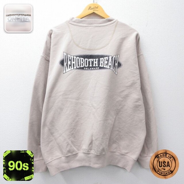 【50%OFF】オニータ 90s 長袖スウェット REHOBOTH BEACH ベージュ XL | 古着