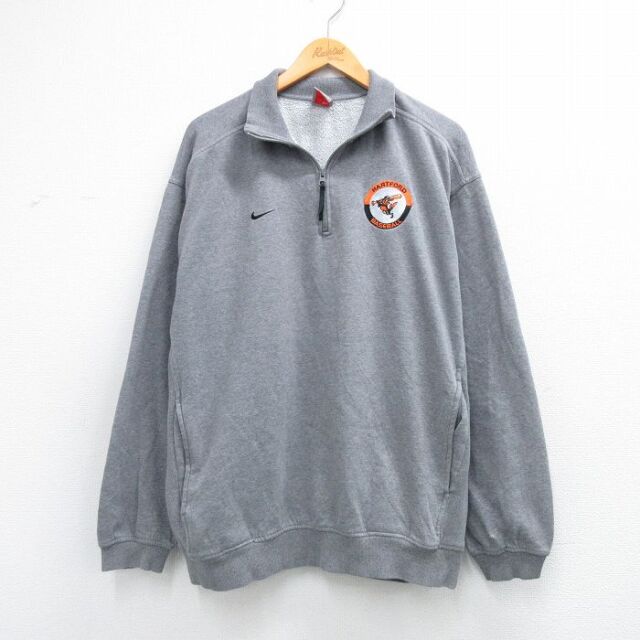 【20%OFF】ナイキ 00s ハーフジップスウェット ワンポイントロゴ グレー XL | 古着