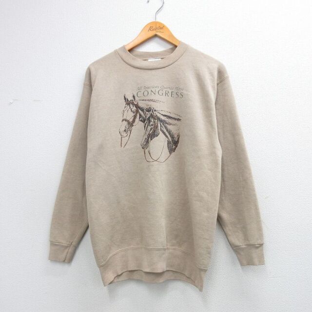 オニータ 90s 長袖スウェット 馬 ベージュ M | 古着