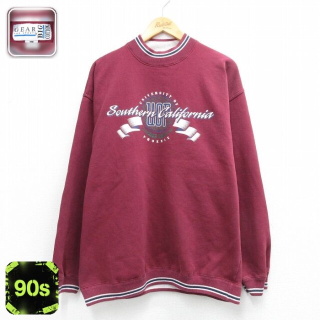 【50%OFF】UOP 90s 長袖スウェット モックネック バーガンディ XL | 古着