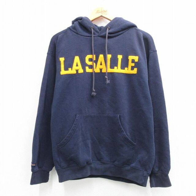 L★古着 ジャンスポーツ 長袖 スウェット パーカー メンズ 00年代 00s LA SALLE 紺 26mar16