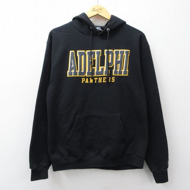 チャンピオン 長袖スウェットパーカー ADELPHI ブラック M | 古着