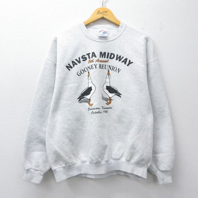ジャージーズ 90s 長袖スウェット NAVSTA MIDWAY グレー XL | 古着