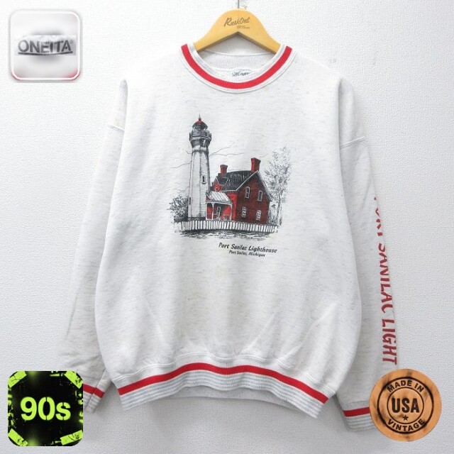 【20%OFF】オニータ 90s 長袖スウェット 灯台 ホワイト XL | 古着