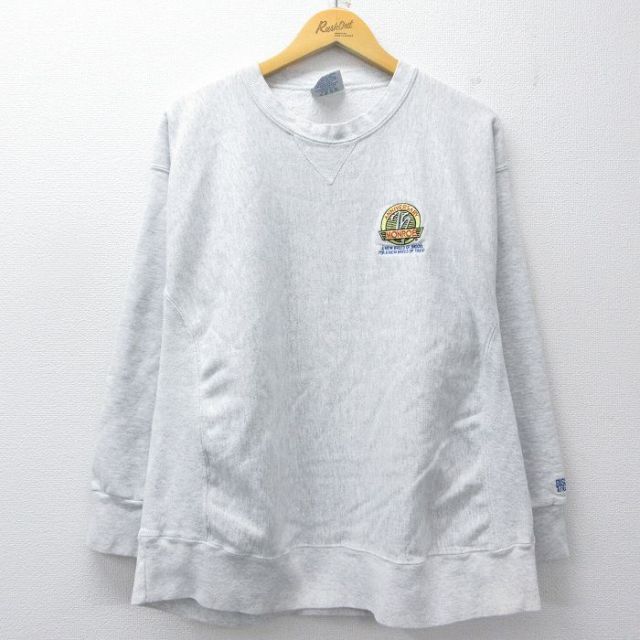 L/古着 ディスカス 長袖 スウェット メンズ 90年代 90s MONRDE リバースタイプ クルーネック USA製 薄グレー 霜降り【spe】 26mar19 古着通販 L☆古着 ディスカス 長袖 スウェット メンズ 90年代 90s