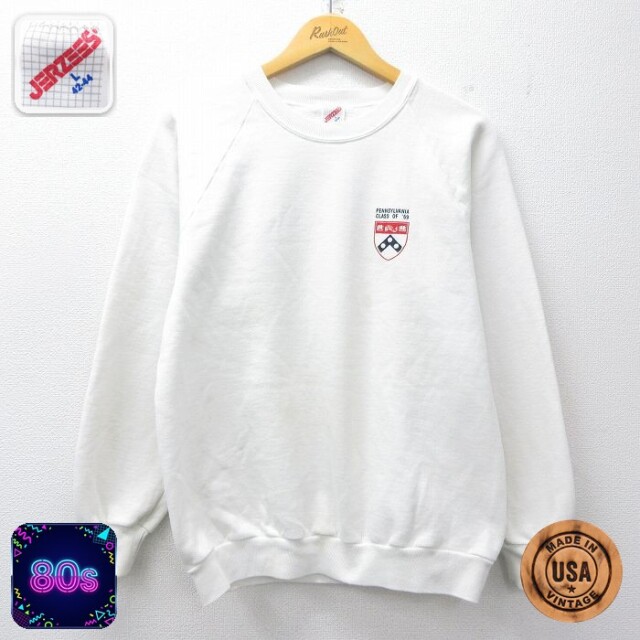 【20%OFF】ジャージーズ 80s ラグランスウェット ペンシルベニア ホワイト M | 古着
